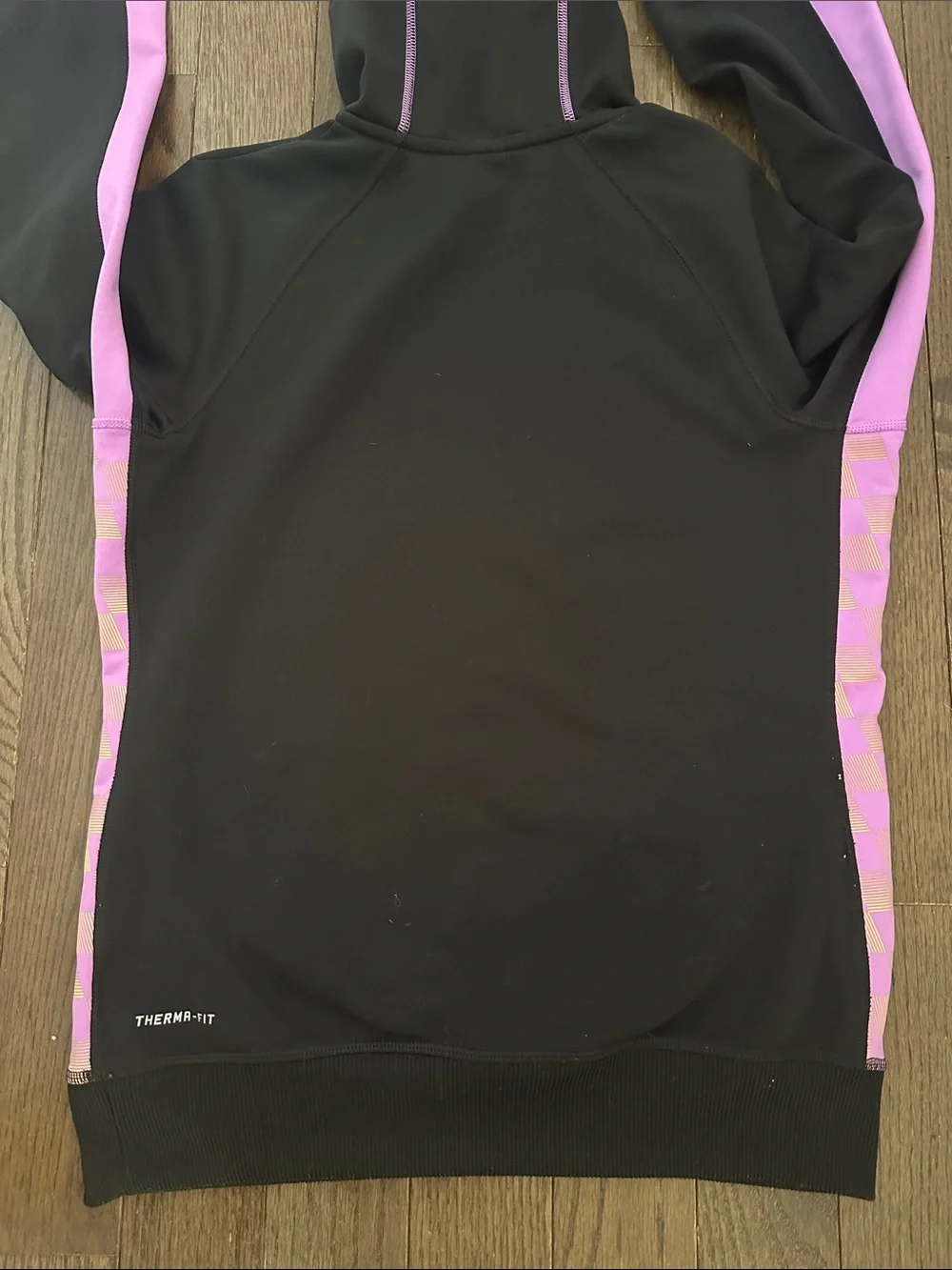 Nike Black Lacrosse Hoodie with Light Purple Accents and Teal Swoosh